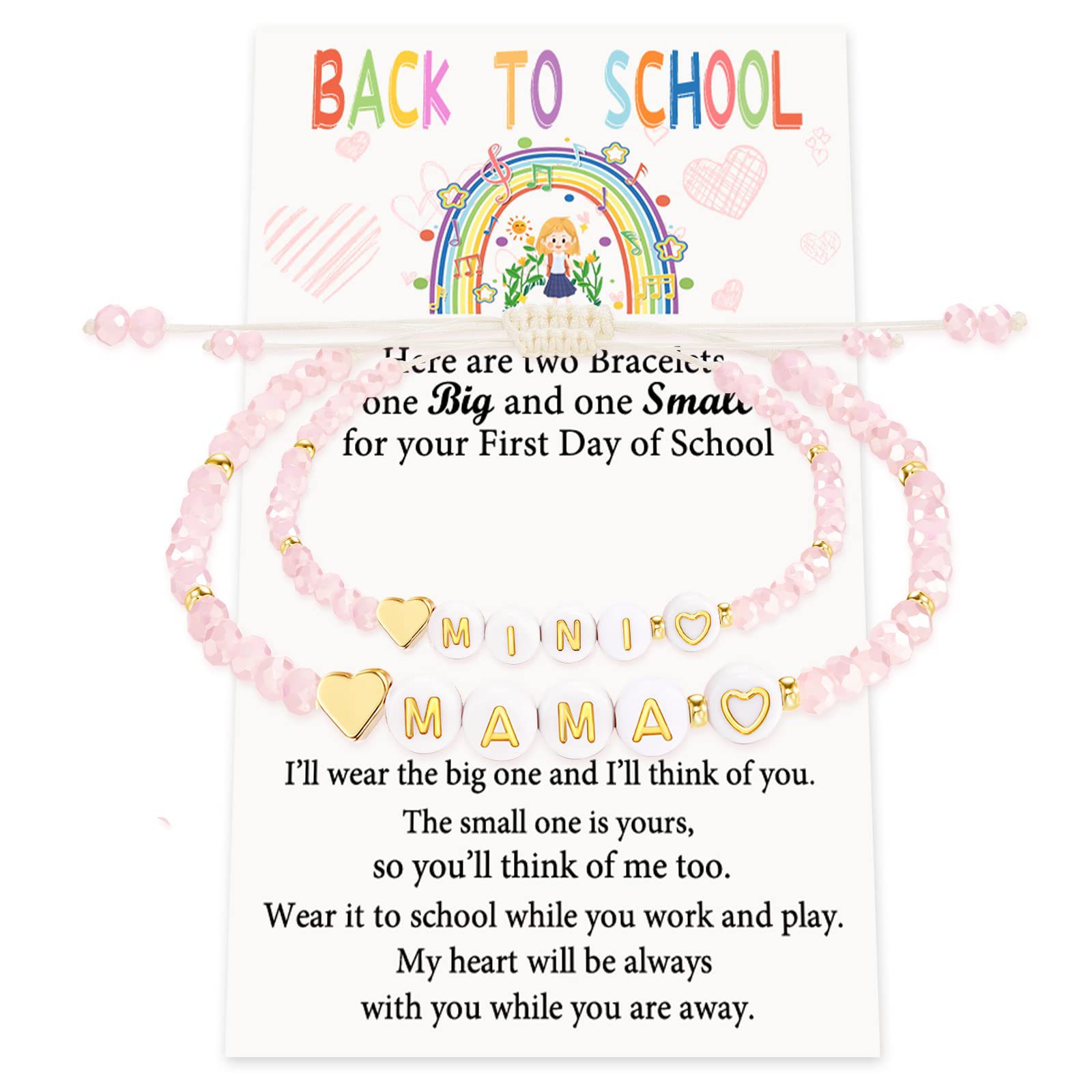 2:MAMA pink bead bracelet Back to school card