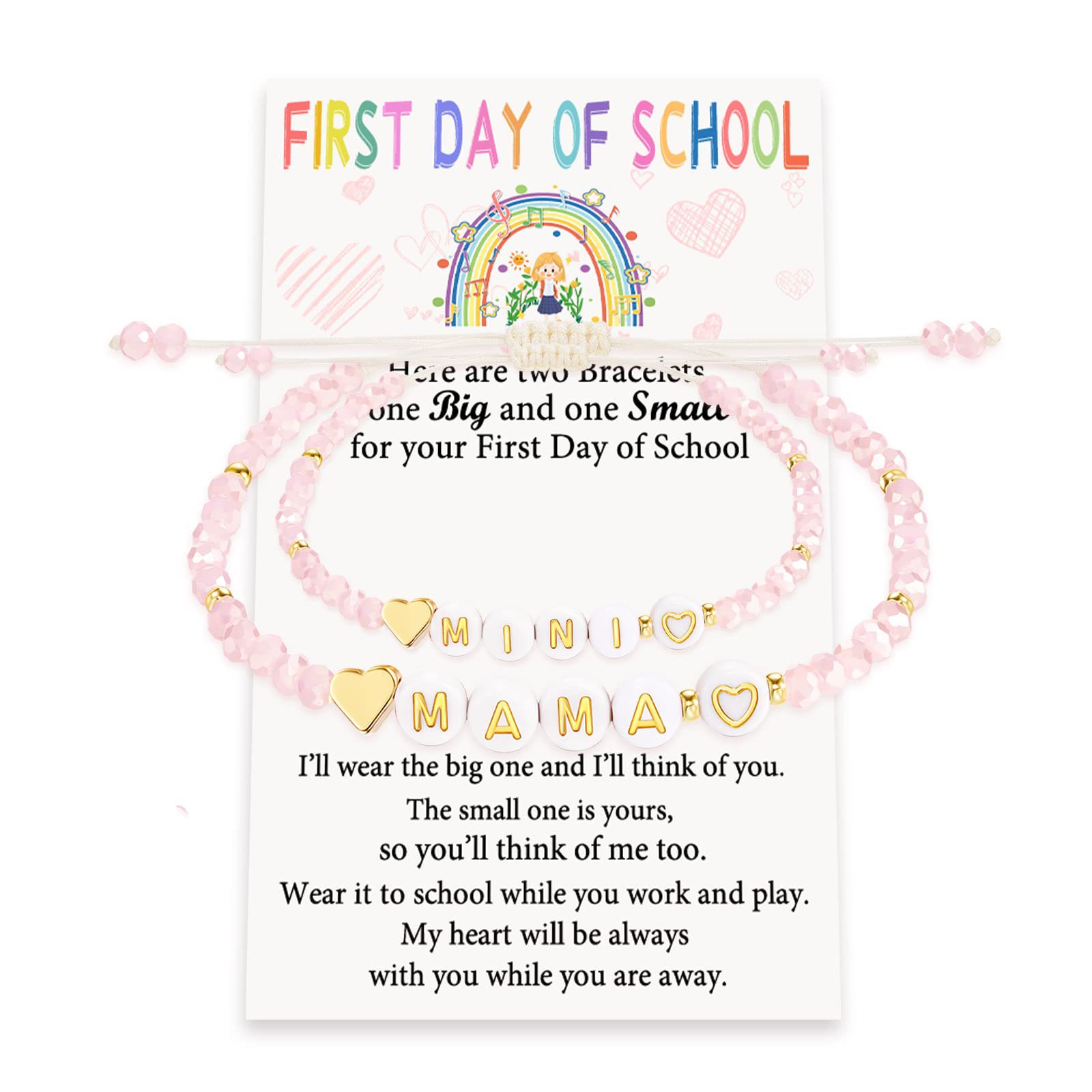 3:MAMA pink bead bracelet FirstDay girl card