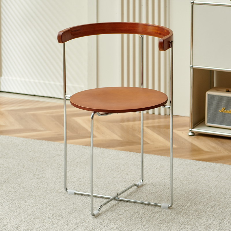 Brown backrest + wood color seat surface