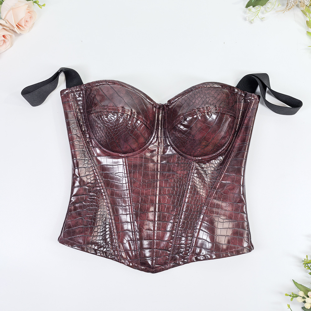 Wine red crocodile skin/corset