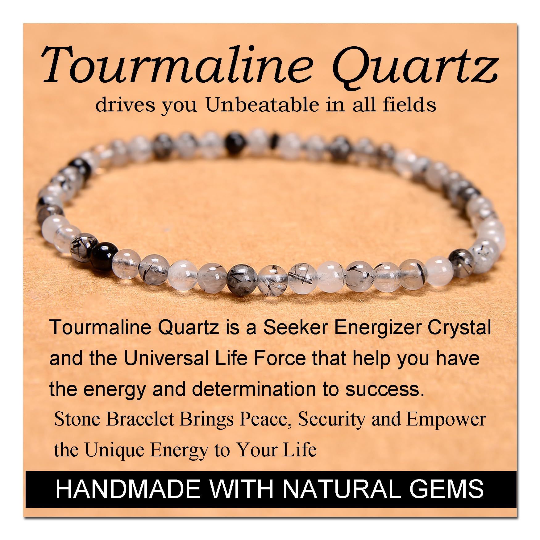 Black hair crystal bracelet 4mm