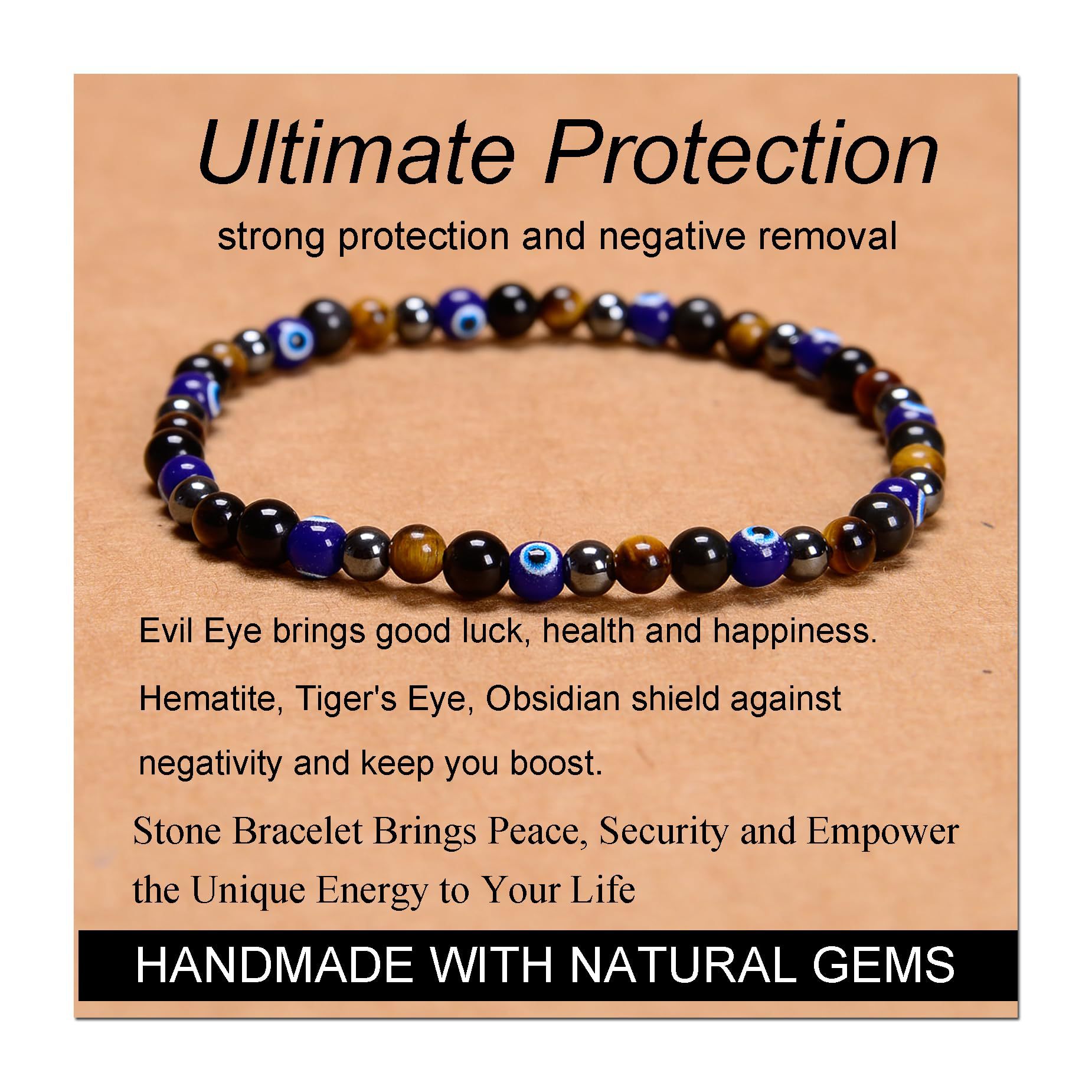 Devil's eye obsidian tiger eye magnet bracelet 4mm