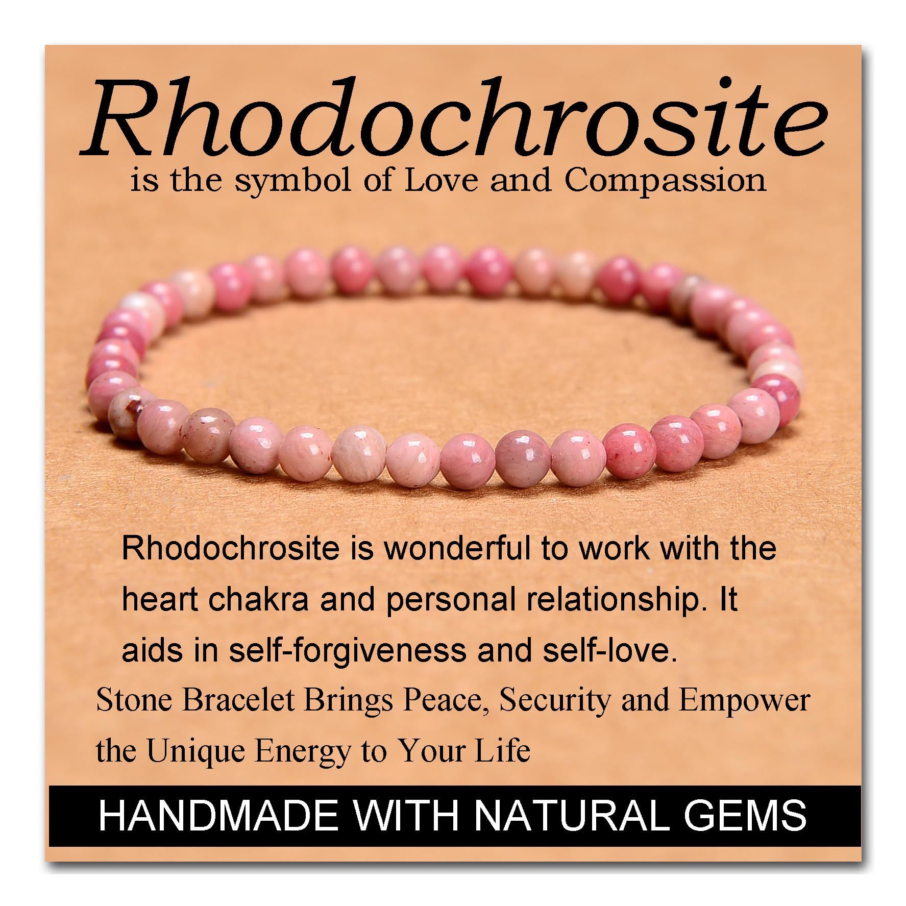 Rhodochrosite bracelet 4mm