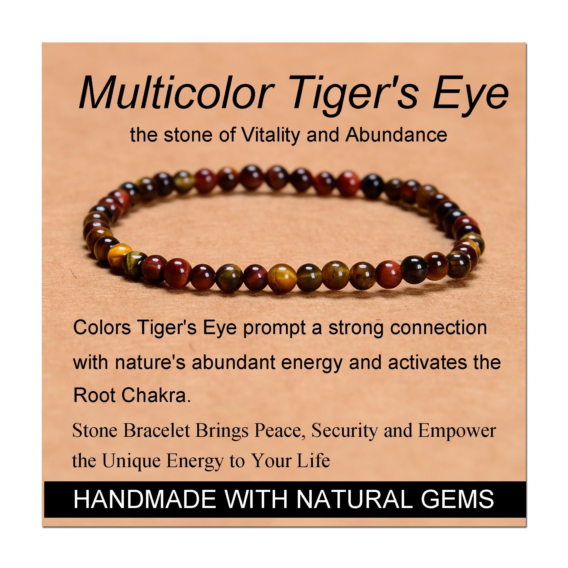Three color tiger eye stone bracelet 4mm