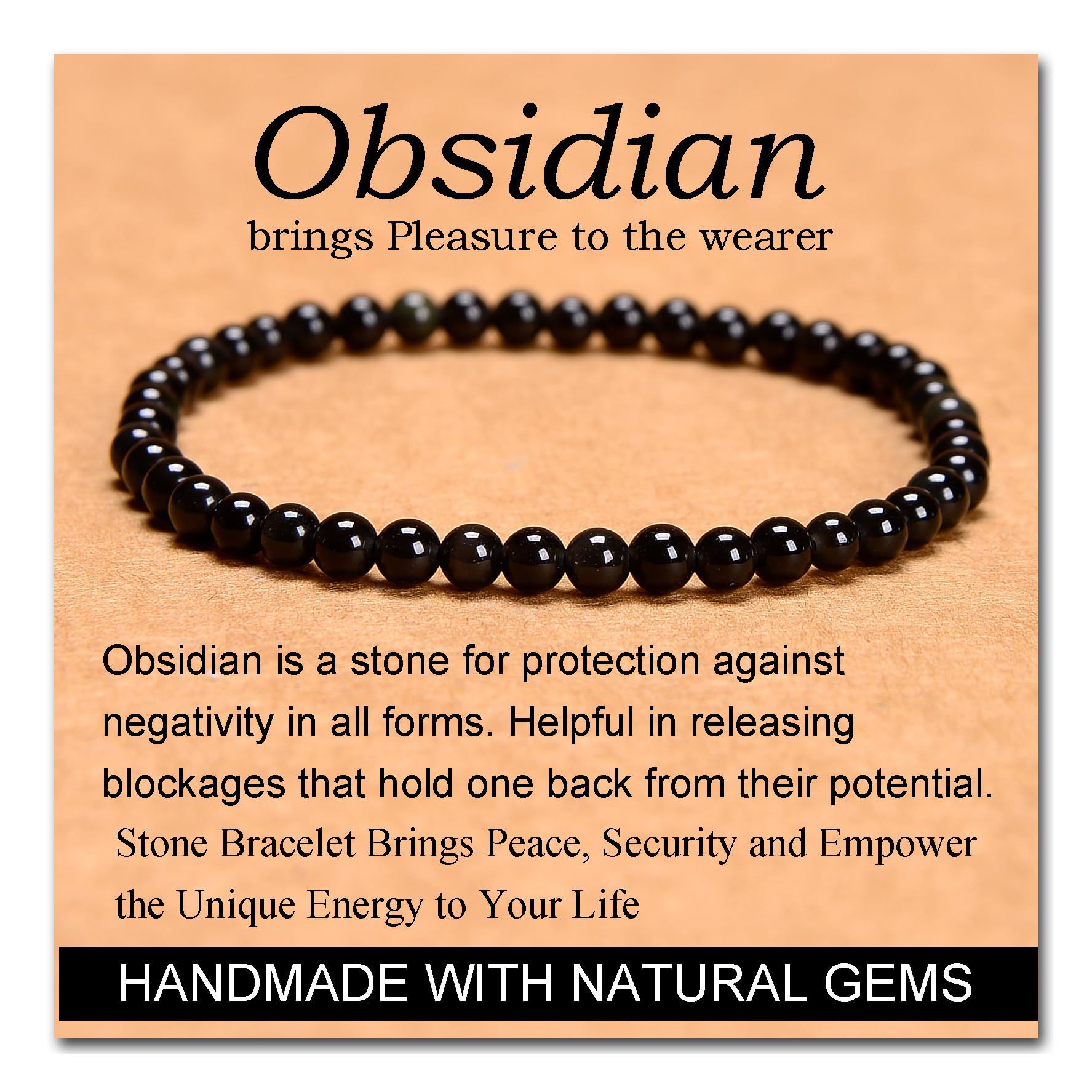 Black obsidian bracelet 4mm