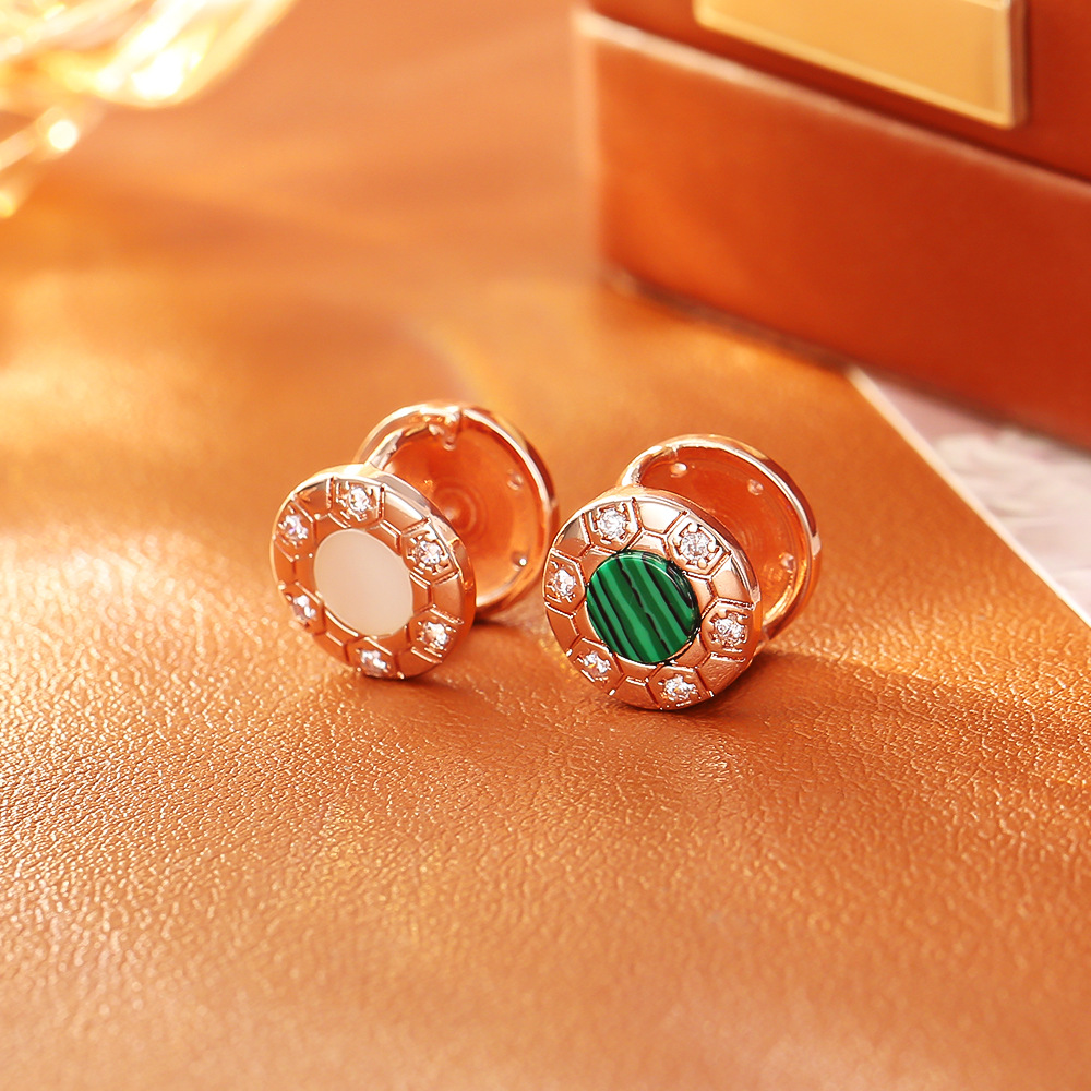 Peacock green shell double-sided earrings