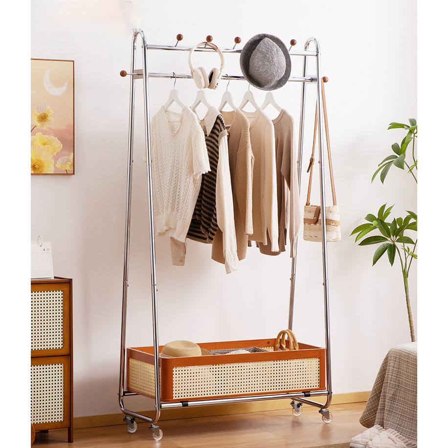 Solid wood mesh storage basket - Honey color -82 cm long