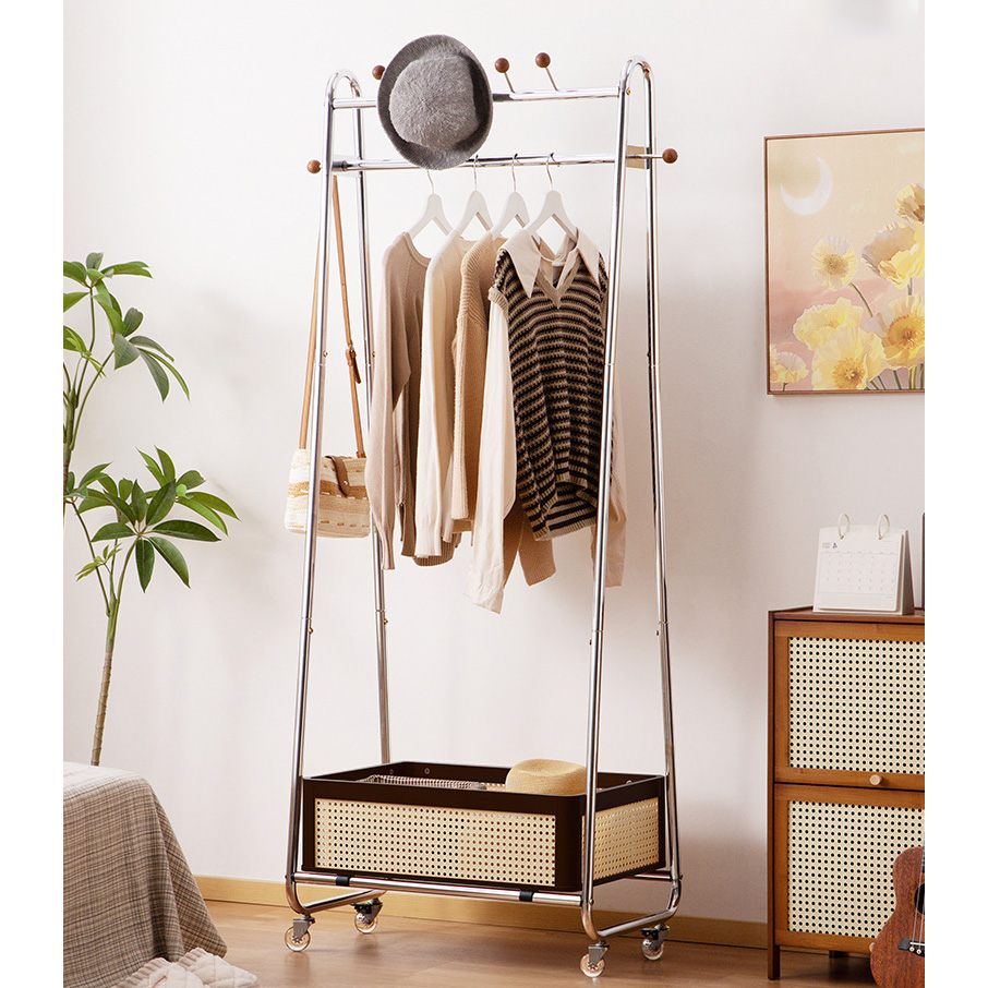 Solid wood mesh storage basket - Walnut color -62 cm long