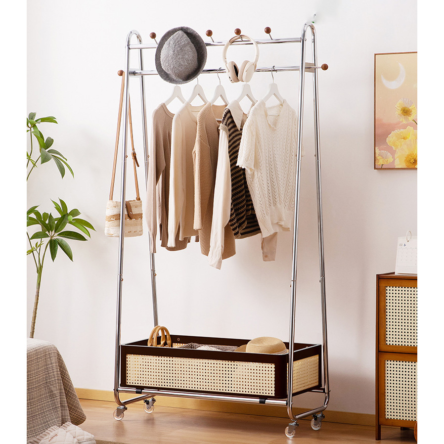 Solid wood mesh storage basket - Walnut color -82 cm long