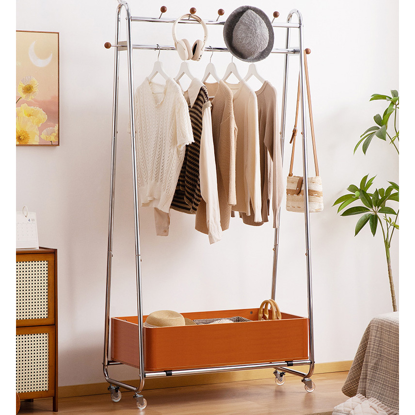 Solid wood full-board storage basket - honey color -82 cm long