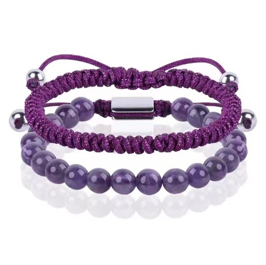 3 Purple agate purple braided bracelet