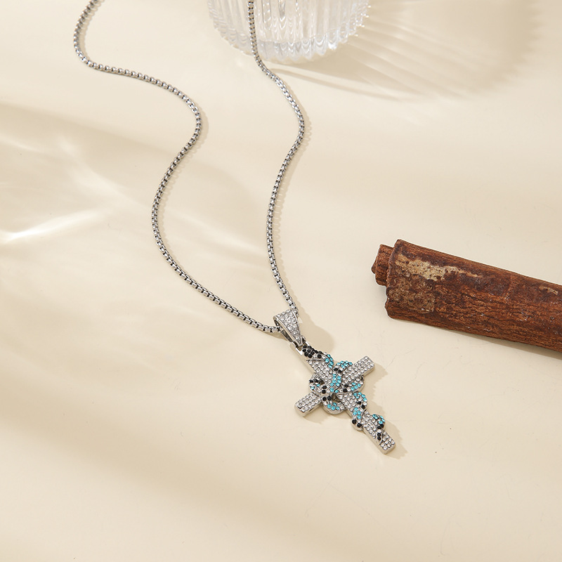 1:Blue [with 50cm square pearl chain]