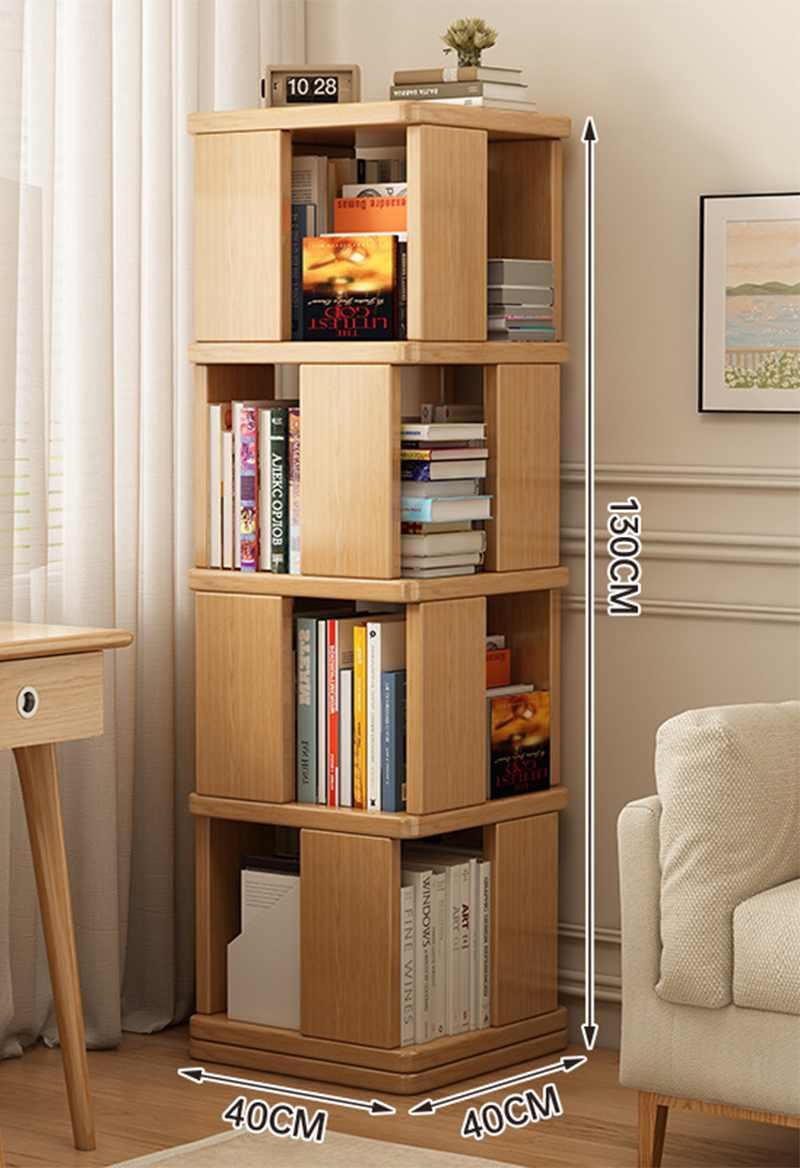 360 rotating bookshelf] 40*40*130cm island wood color