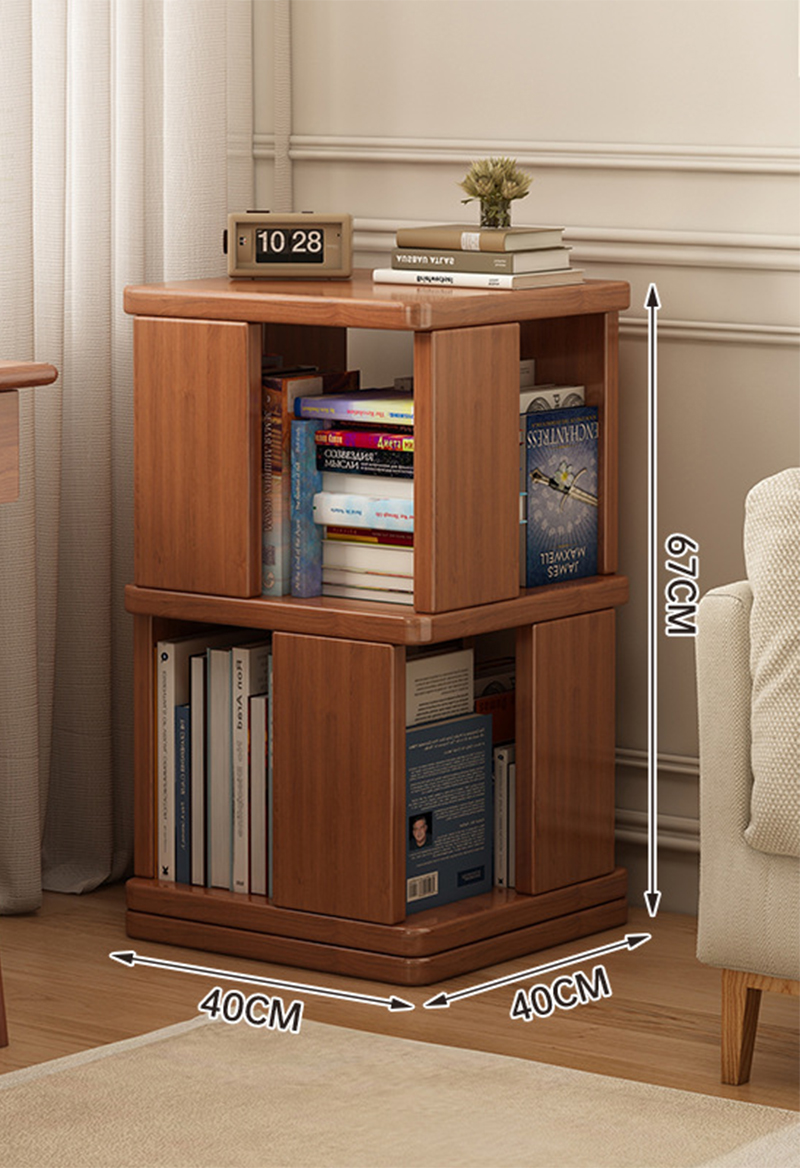 360 rotating bookshelf] 40*40*67cm smoke wood color