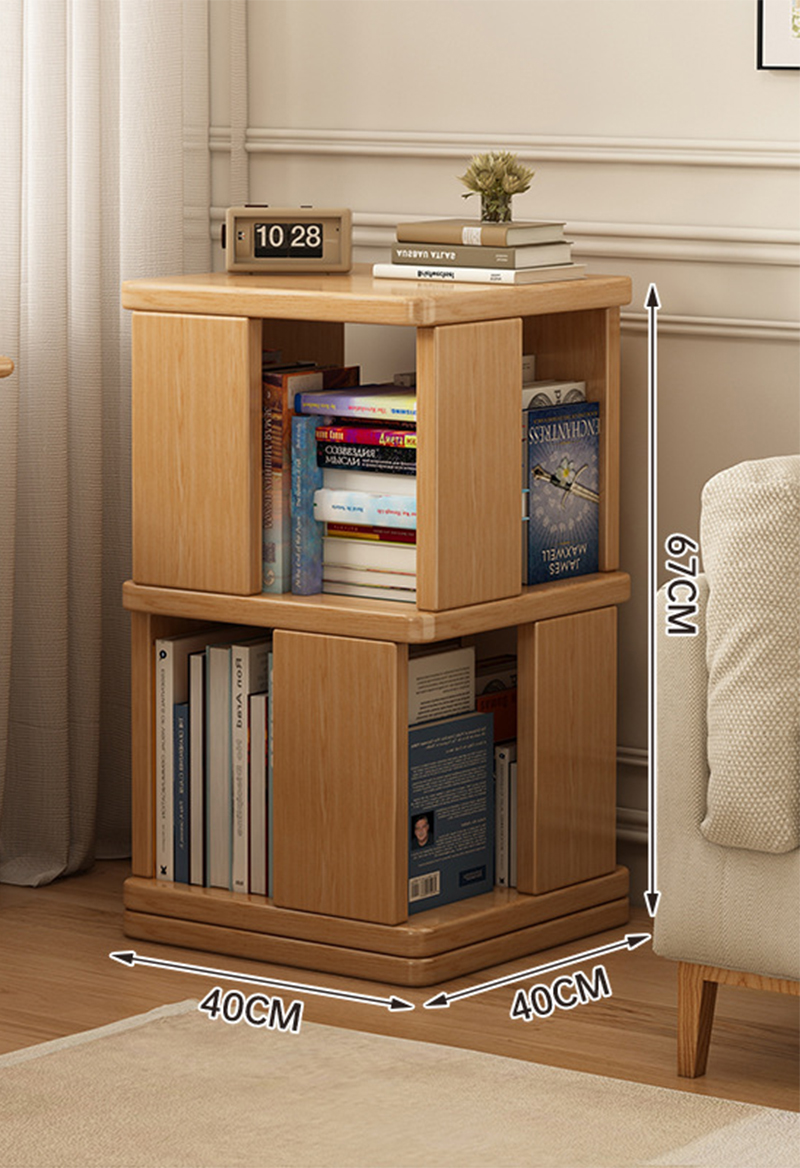 360 rotating bookshelf] 40*40*67cm island wood color