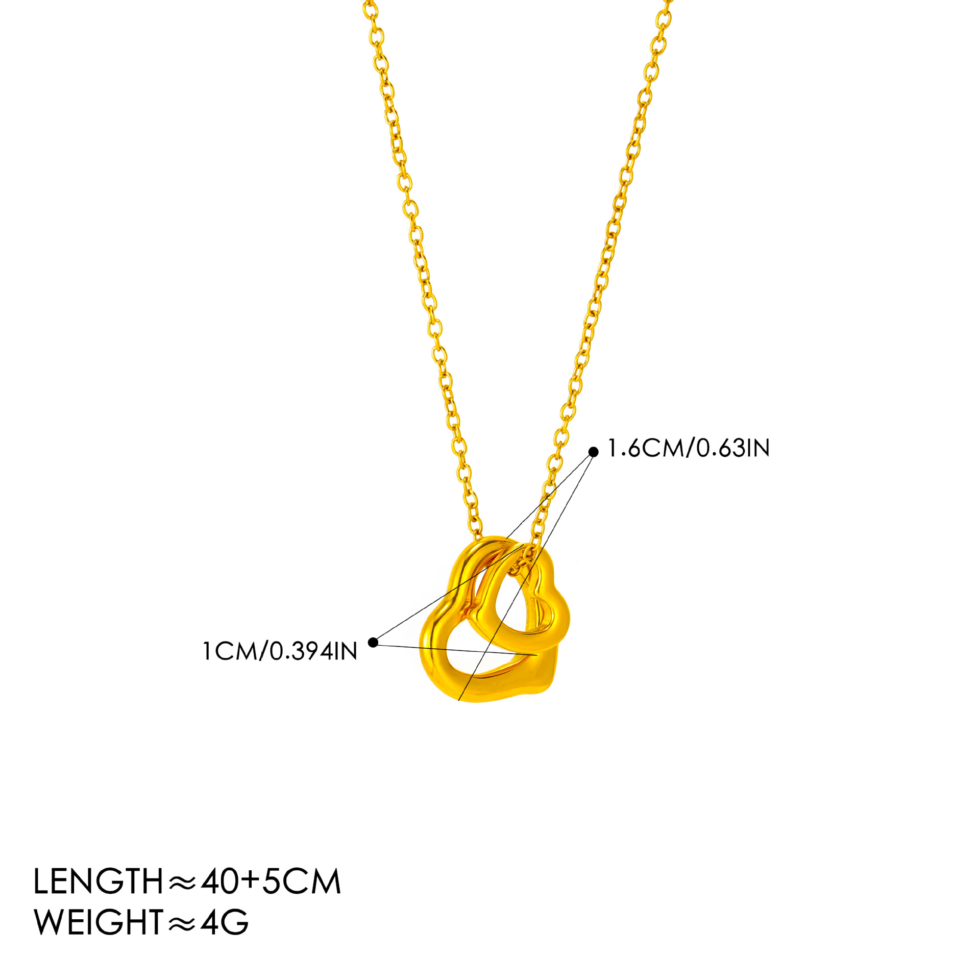 1:Gold   large and small heart necklace