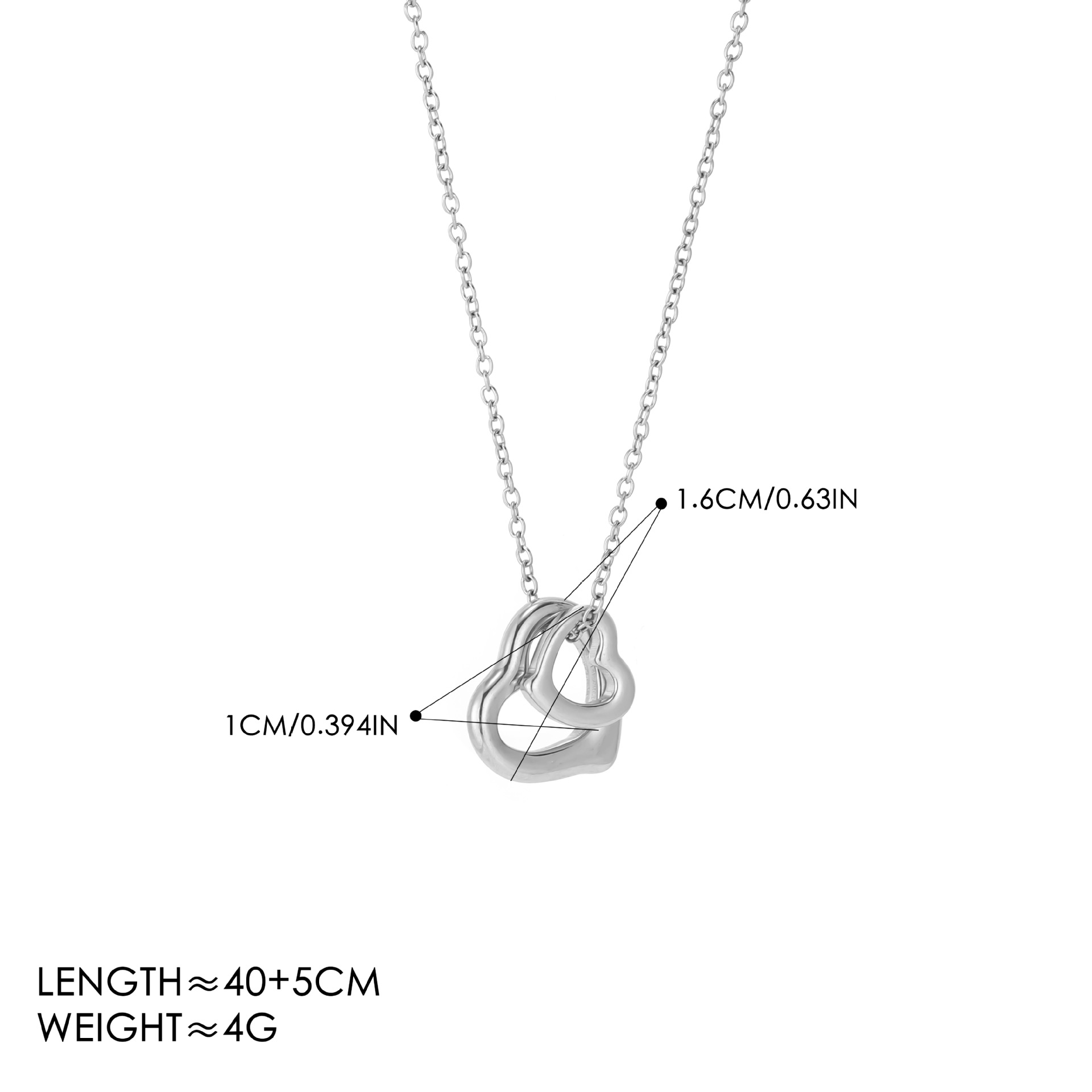 2:Steel   large and small heart necklace