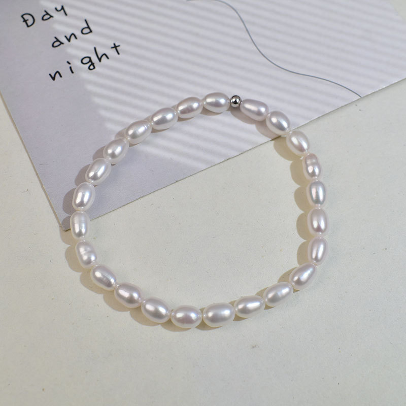 1:Natural white rice bead bracelet