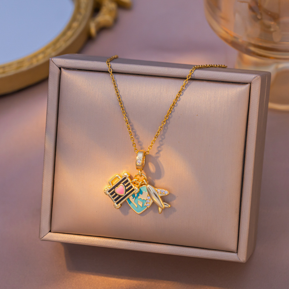 1:Yxl9349 airplane luggage necklace gold