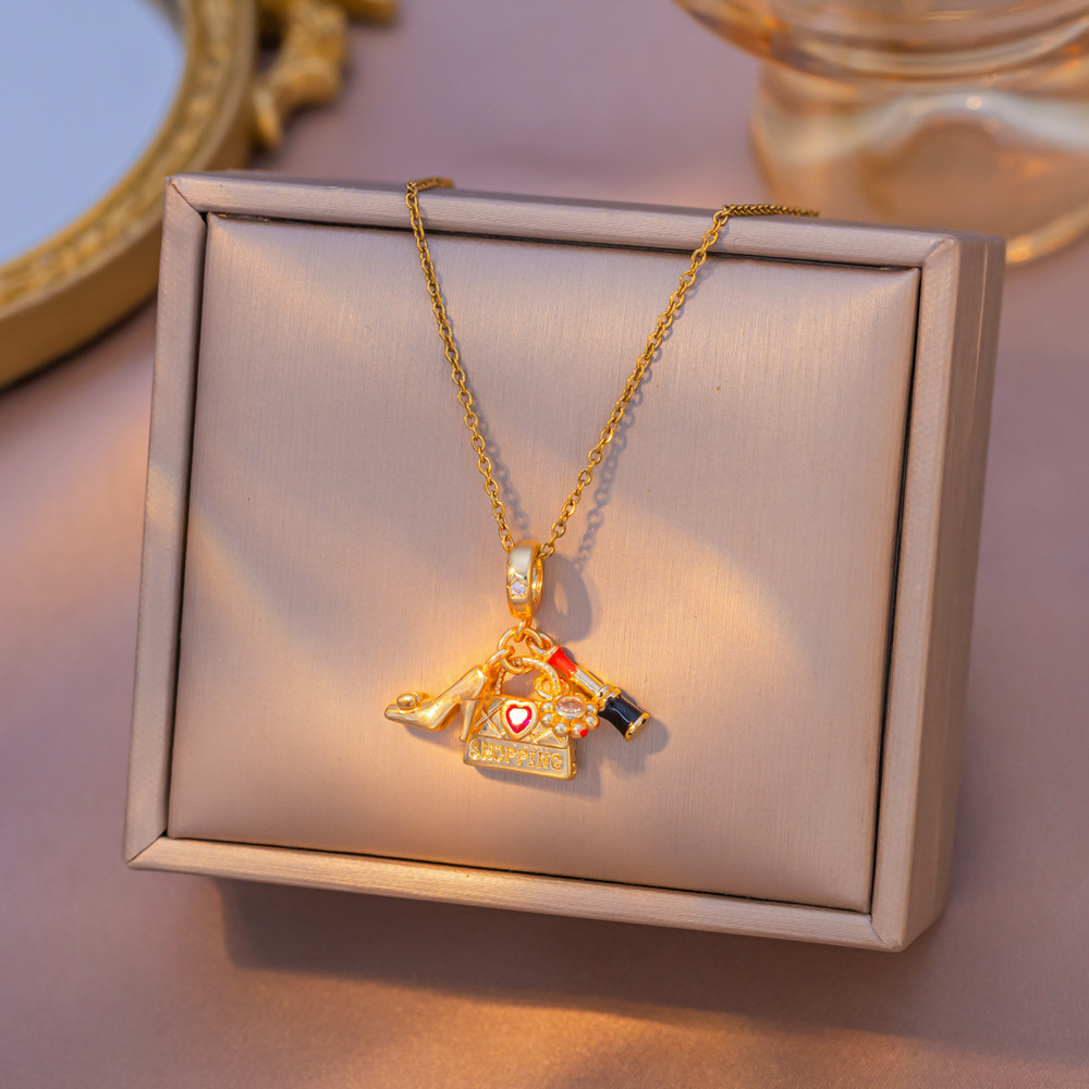 4:Yxl9352 lipstick bag necklace gold