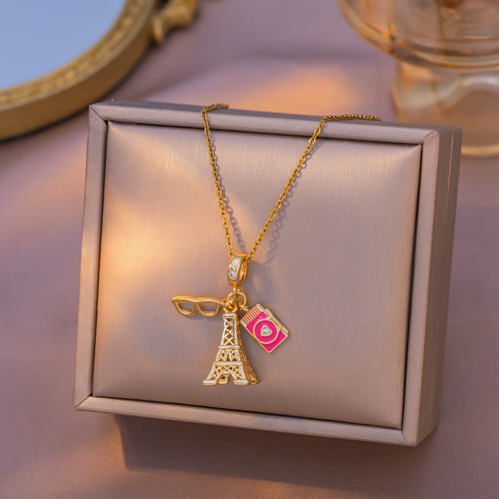 7:Yxl9355 luggage tower necklace gold