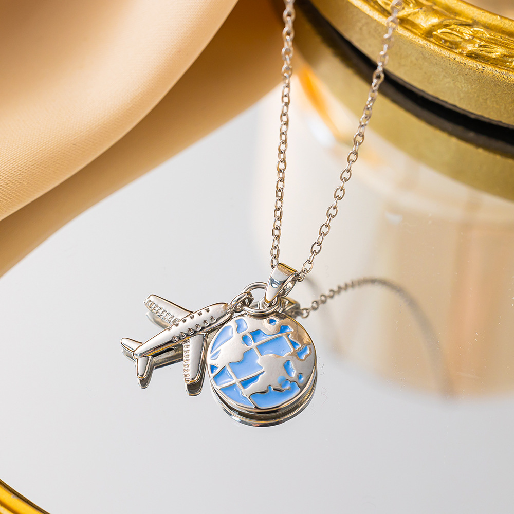 13:Yxl9168 around the world necklace steel color