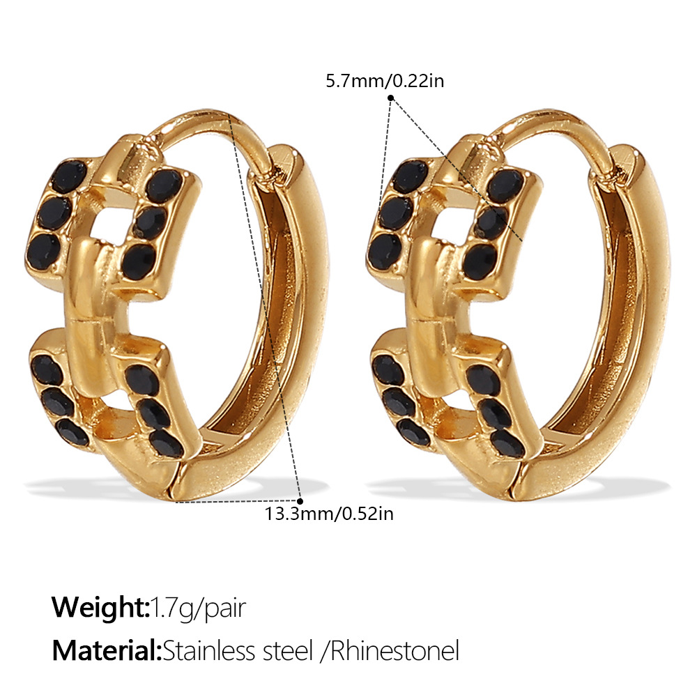 Eh1113bkg black diamond gold earrings