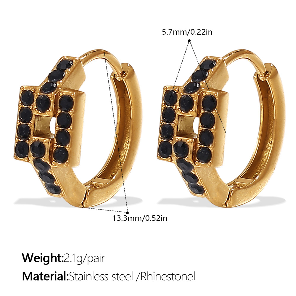 Eh1114bkg black diamond gold earrings