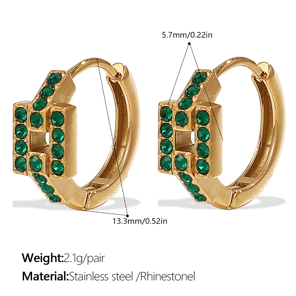 Eh1114gng green diamond gold earrings
