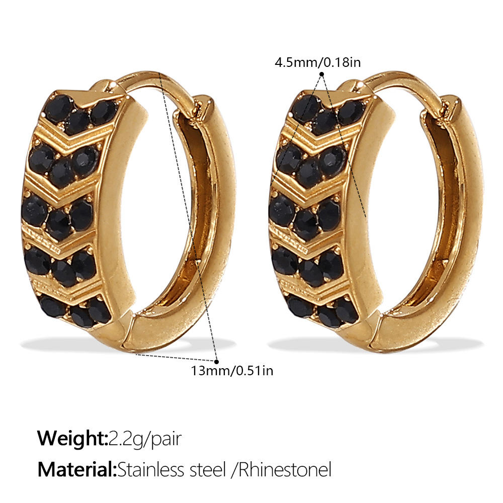 Eh1116bkg black diamond gold earrings