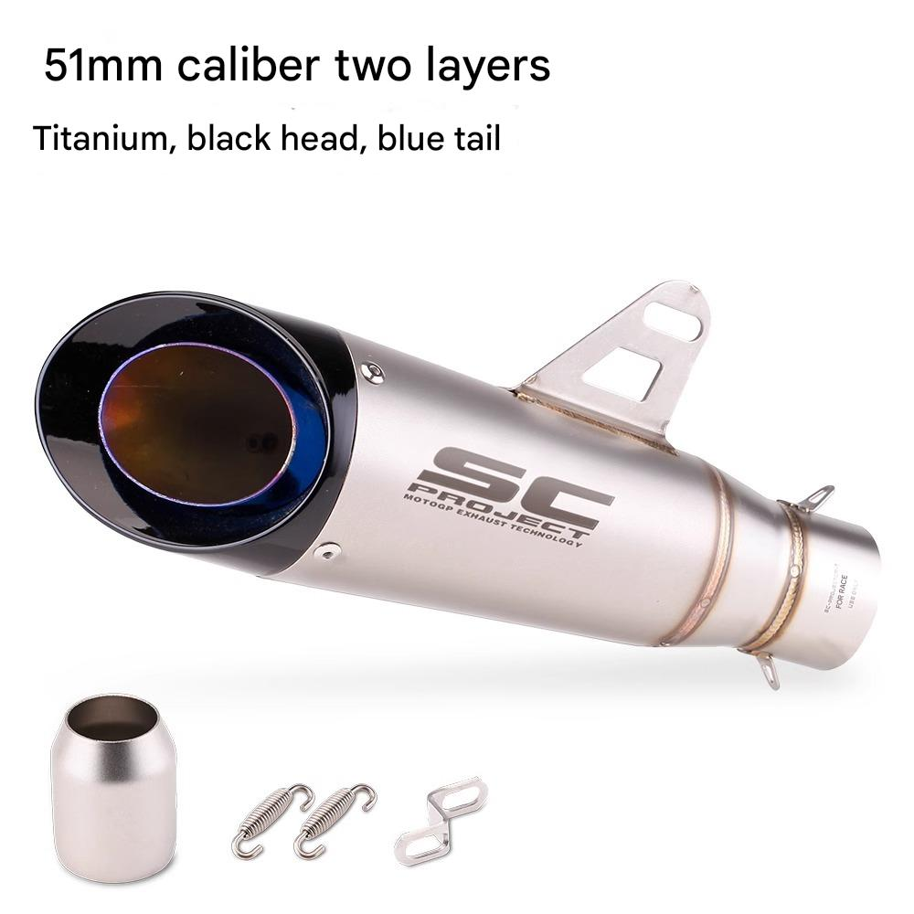 Two layers of titanium blackhead blue tail 51mm