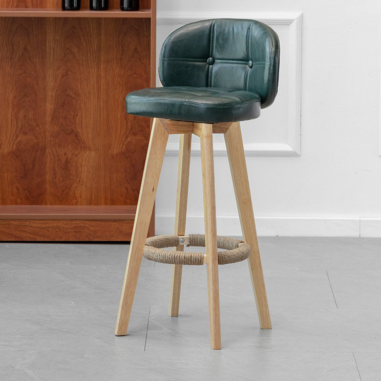 wood color feet   dark green leather, rotatable