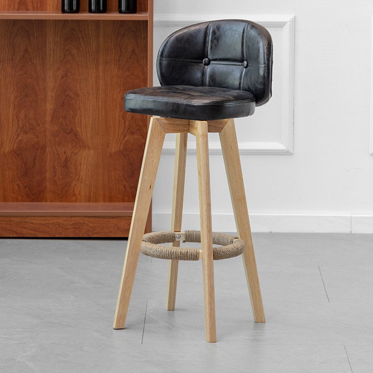 wood color feet   black leather, rotatable