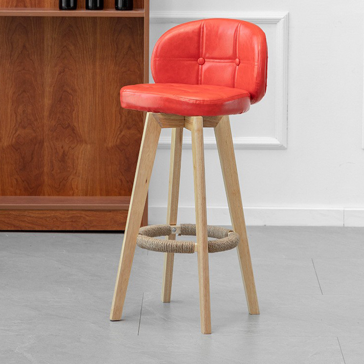 wood color feet   red leather, rotatable