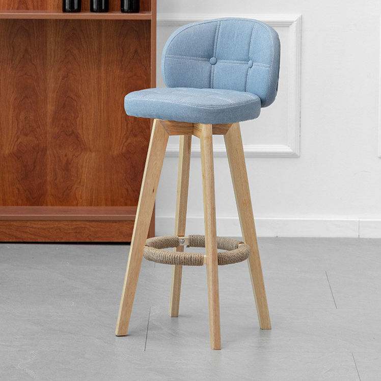 wood color feet   blue linen, rotatable