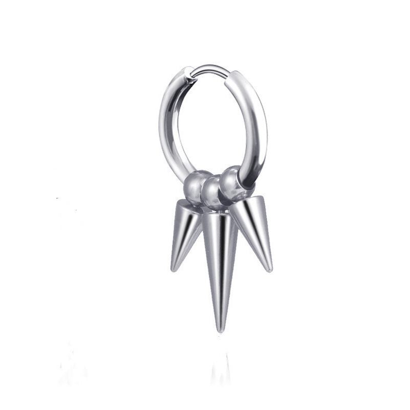 1:Steel color ear buckle with three pointed cones single