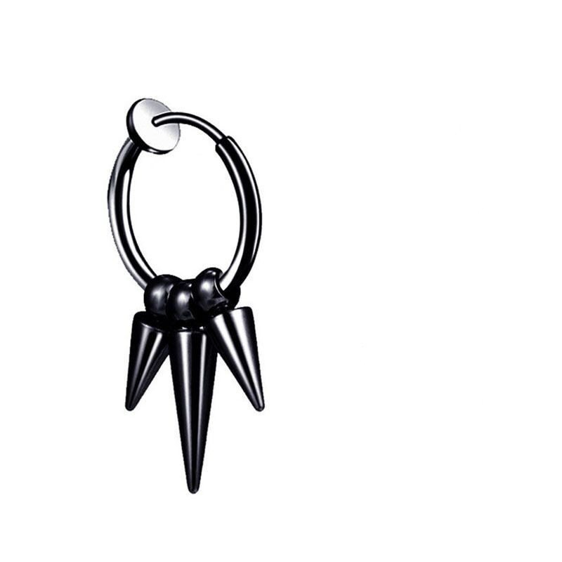 4:Black ear clip with three pointed cones