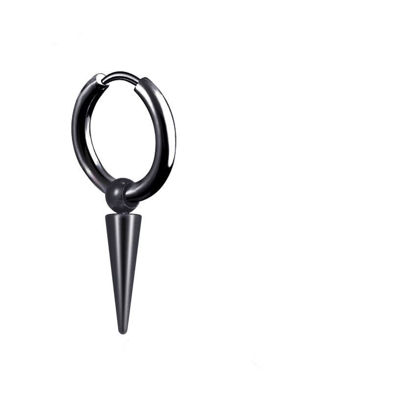 10:Black ear buckle with single long pointed cone