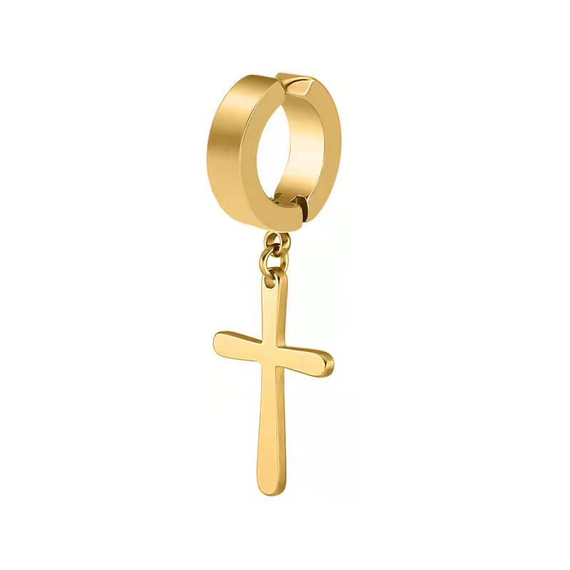 8:gold ear clip cross single