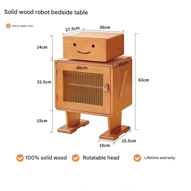 [solid wood* robot bedside table] cherry wood color