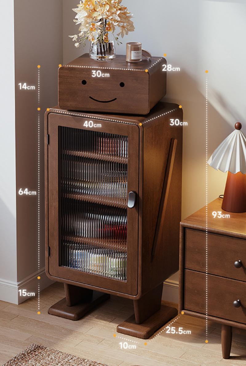 [all solid wood] walnut color - four layers of adjustable rotary drawer, fully assembled (the table legs need to be assembled manually)