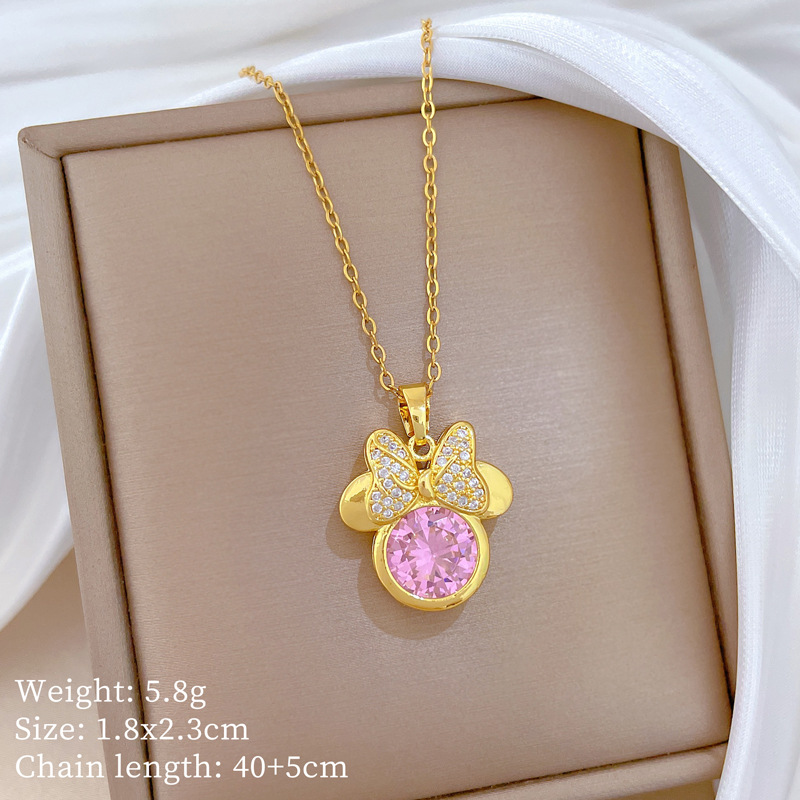 1:P525 necklace, titanium steel chain, copper micro-inlaid pendant