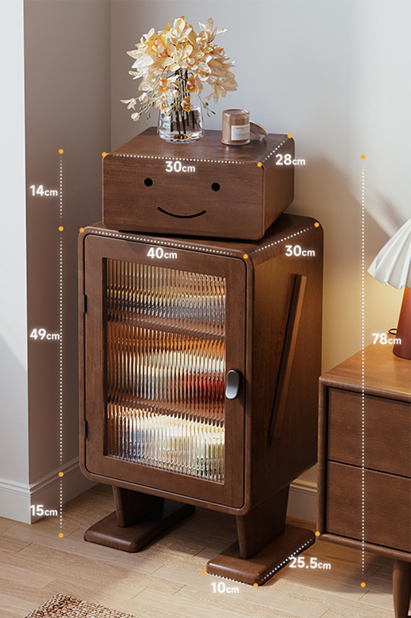 [upgraded with lights - all solid wood] walnut color - four layers of adjustable rotary drawer, fully assembled (table legs need to be assembled manually)