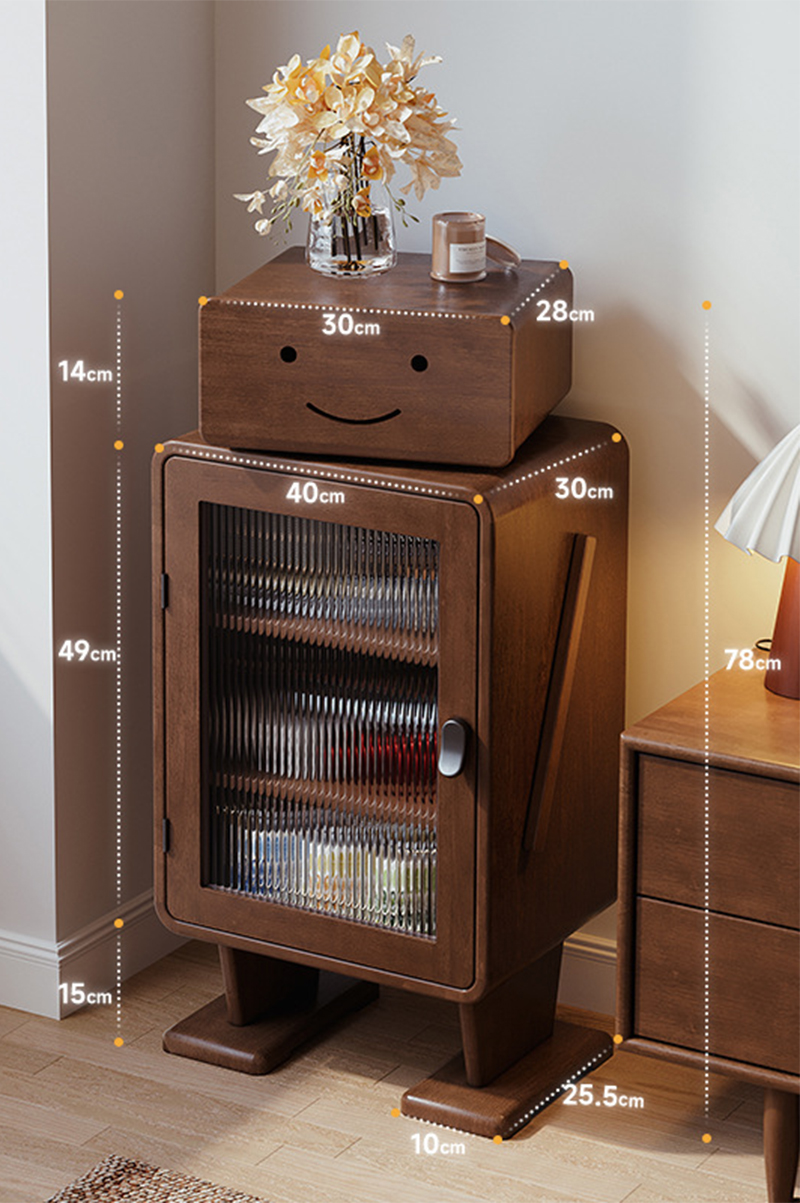 [all solid wood] walnut color - three layers of adjustable rotary drawer, fully assembled (the table legs need to be assembled manually)
