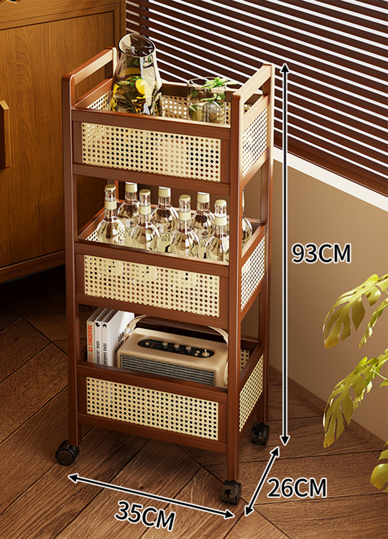 Plastic rattan storage cart 35cm