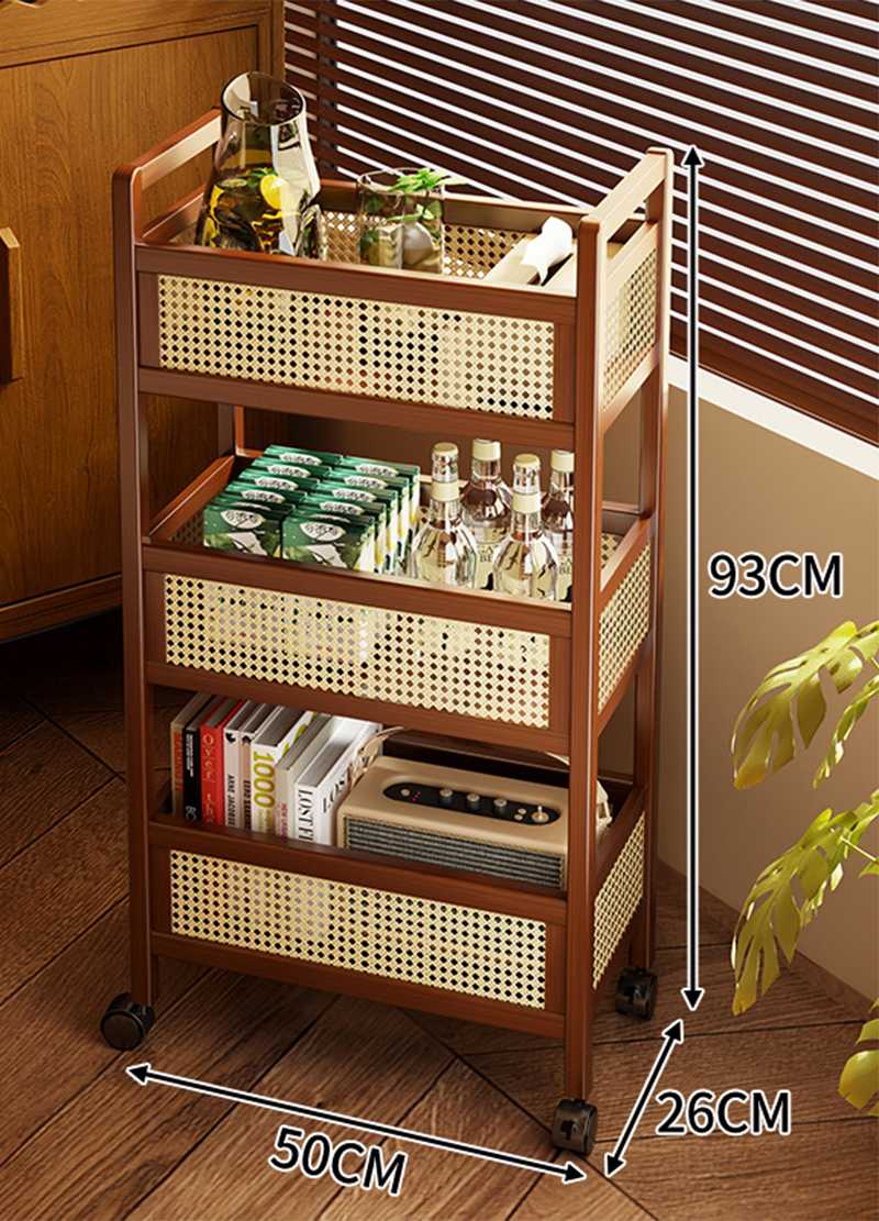 Plastic rattan storage cart 50cm