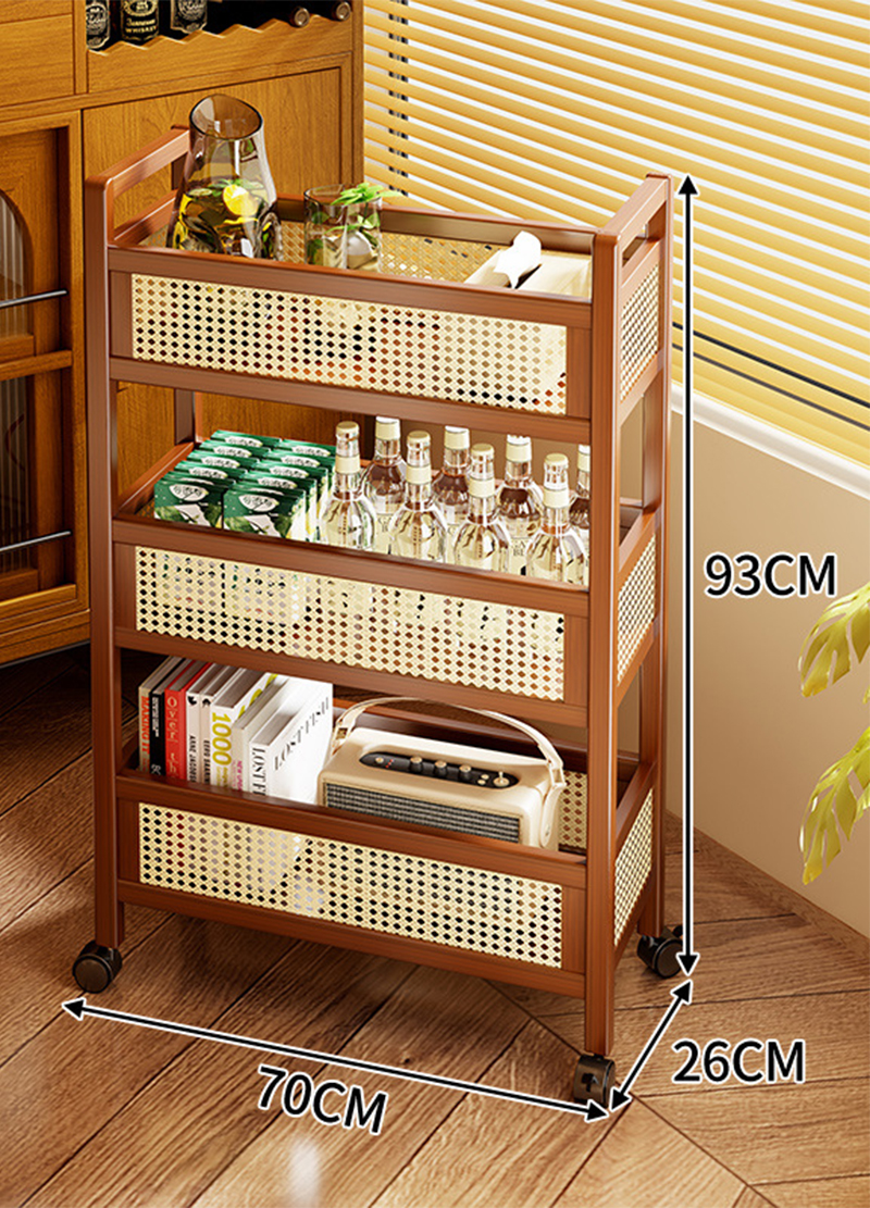 Plastic rattan storage cart 70cm