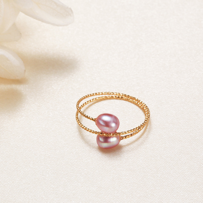 6:Double circle 5mm pink and purple pearl (0.8mm thick ring)