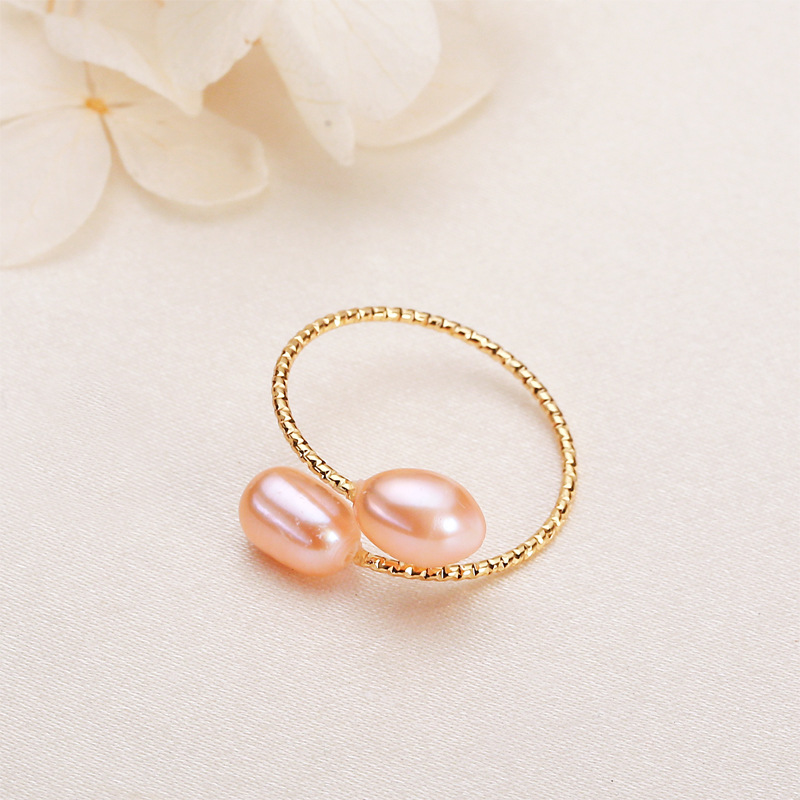 8:Single circle 6mm pink pearl (1mm thick ring)