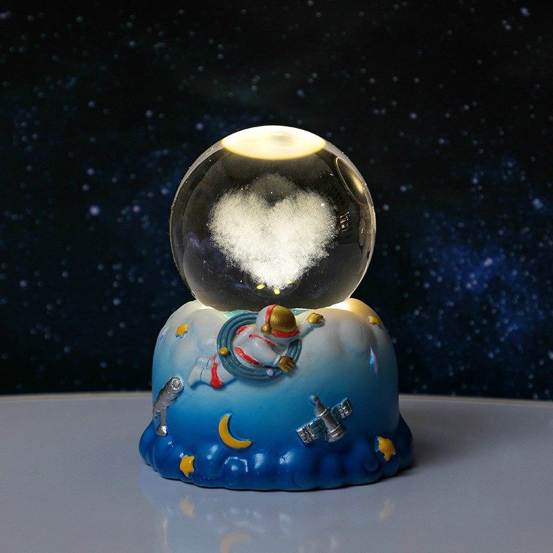 Blue Astronaut Rotating Base - Heart-shaped cloud
